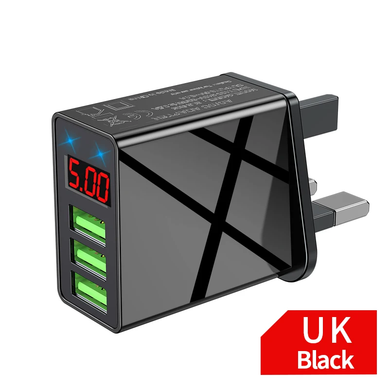 3 порта USB зарядное устройство светодиодный дисплей EU US UK 3A USB ЗУ для мобильного телефона Быстрая зарядка настенное зарядное устройство для iPhone 11 samsung Xiaomi LG - Тип штекера: UK Plug