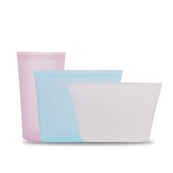 

3Pcs/Set Food Bag Frosted PEVA Silicone Food Fresh-keeping Bag Reusable Freezer Bag Leakproof Top Fruits Lunch Box