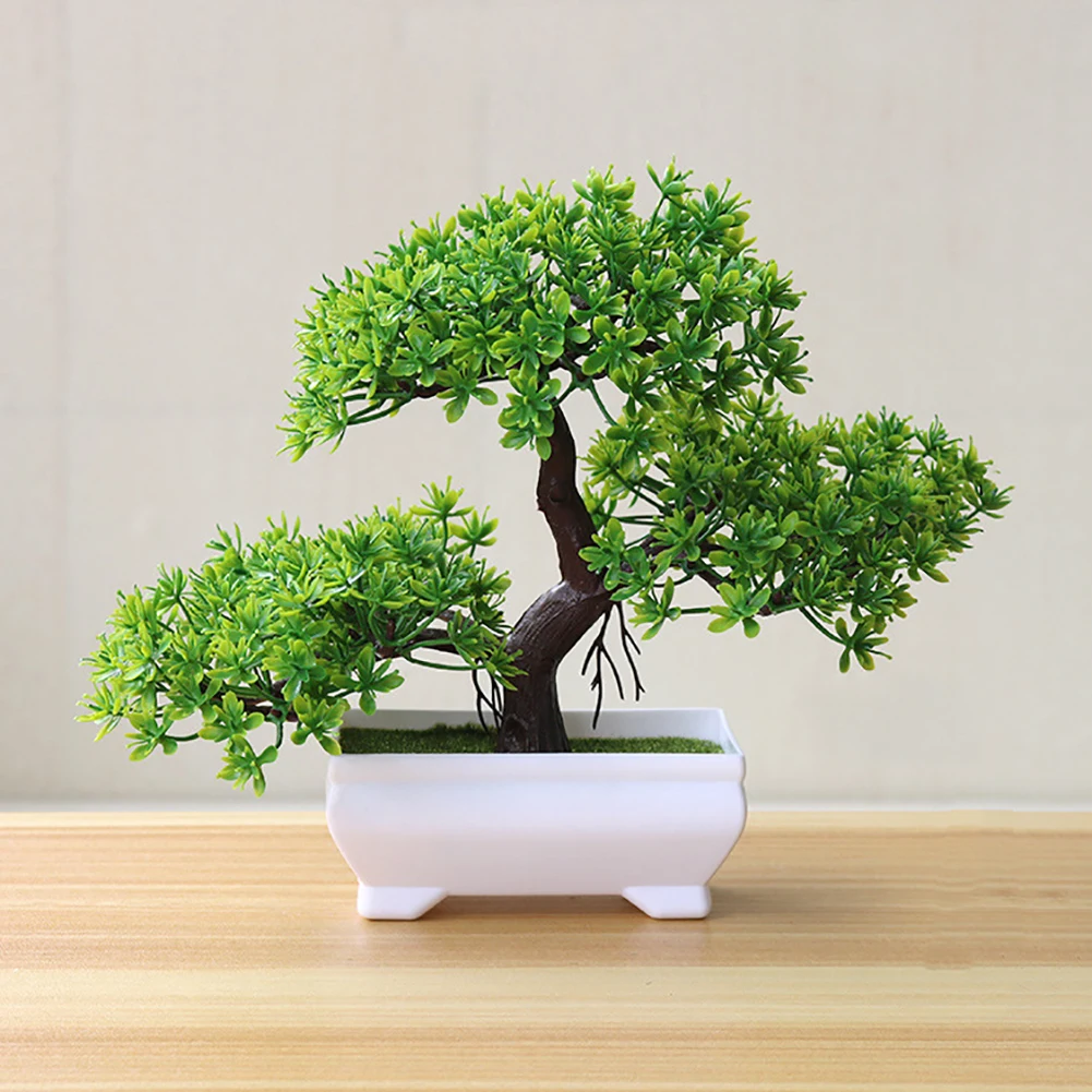 

Artificial Plants Bonsai Small Tree Pot Plants Fake Flowers Potted Ornaments Home Decoration Hotel Table Welcoming Pine Bonsai