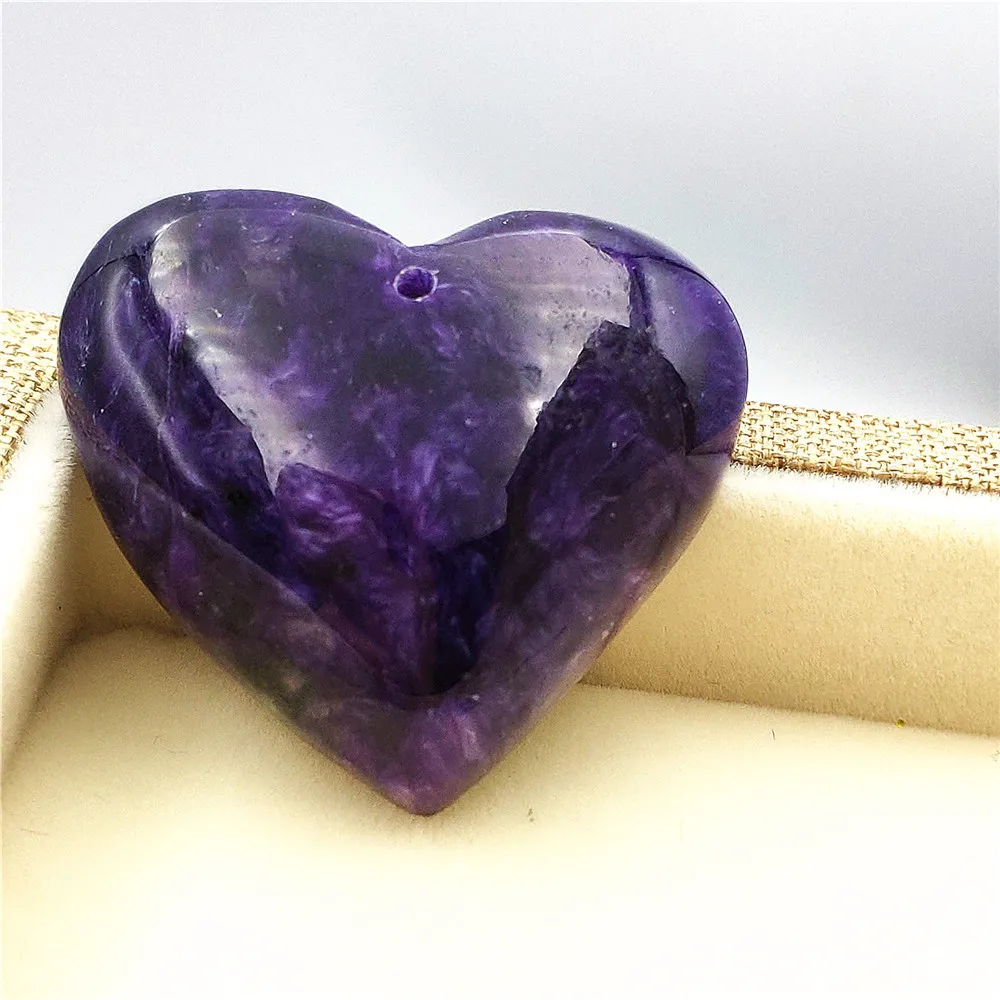 

Top Natural Purple Charoite Pendant For Women Lady 32x29x11mm Heart Crystal Love Gift Beads Gemstone Reiki Stone Jewelry AAAAA