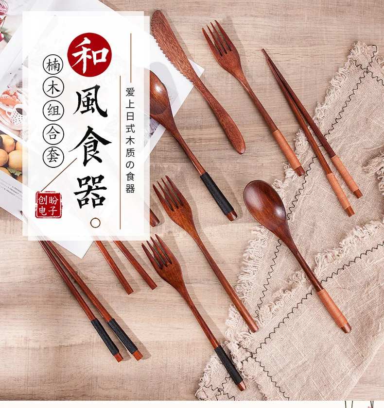 Wooden Knife and Fork Set Porcelain Tea Plate of Kitchen Pots Ceramic Plates Dinner Earthware Dishes Sets Device Cookware Spoon