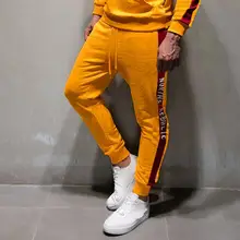 Мужские повседневные Фитнес Бодибилдинг карман кожа Полная длина спортивные брюки до середины талии на шнурке спортивные штаны для бега для мужчин Новинка