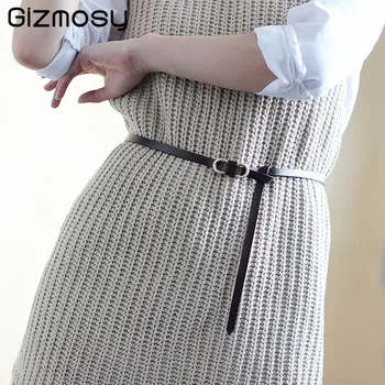 

Thin Belt Ladies Wild Soft Leather Belts for Dress Knotted Fashion Decoration Student Alloy Buckle Belt Adjustable Strap