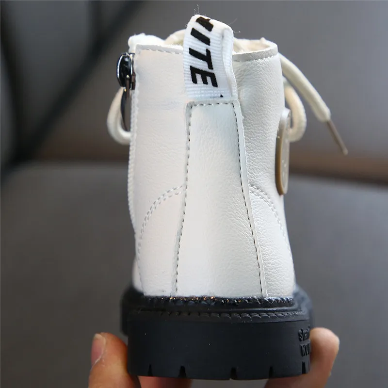Kids Shoes girls Boys PU Leather Lace Up High Children Sneakers girl Baby Shoes Sport Autumn Winter Children Shoes K30