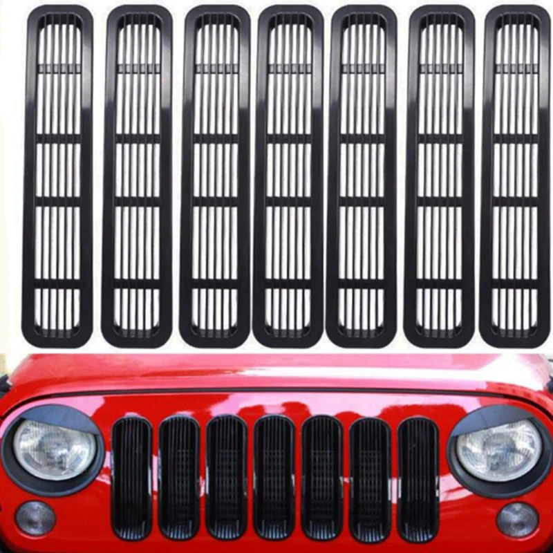 Передняя вставка решетка крышка с для Jeep Wrangler TJ 1997-2006 сотовая сетка передняя решетка набор вставок ABS наклейки для автомобиля стиль Ne