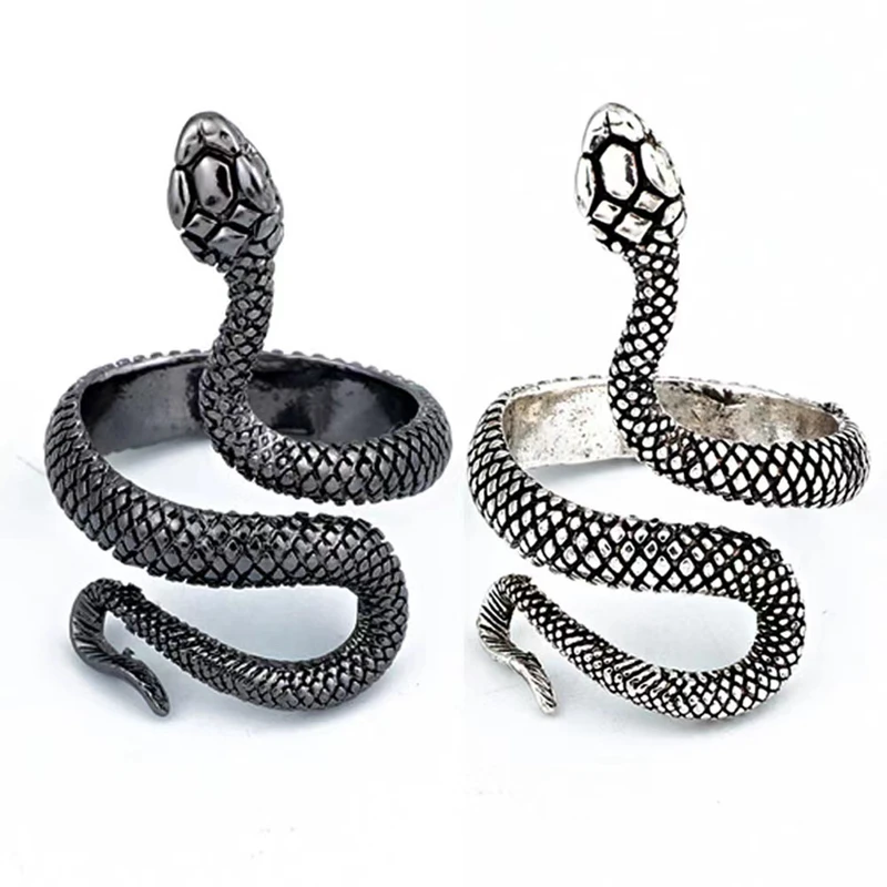 

Snake-shaped Retro Punk Men and Women's Fashion Personality Temperament Three-dimensional Opening Adjustable Ring Jewelry Gift