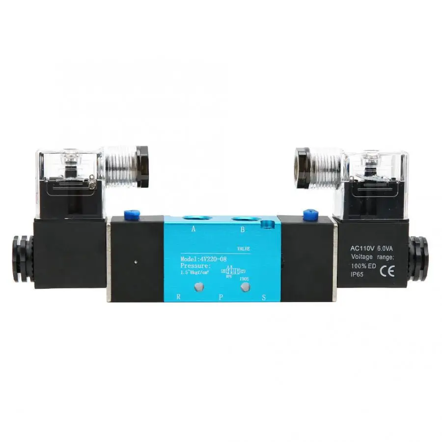 4V220-08 двойной контроль 2 положения 5 способ Соленоидный клапан IP65 воздушный клапан 1.2Mpa IP65 DC/AC воздушные СОЛЕНОИДНЫЕ клапан