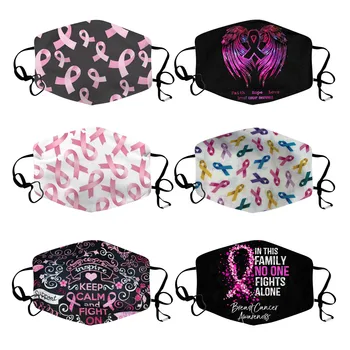 

6PCS Adult Customized Cloth Prevent Breast Cancer Printed Ice Silk Mask Dustproof Fog Haze Maschera Washable Daily mascarillas