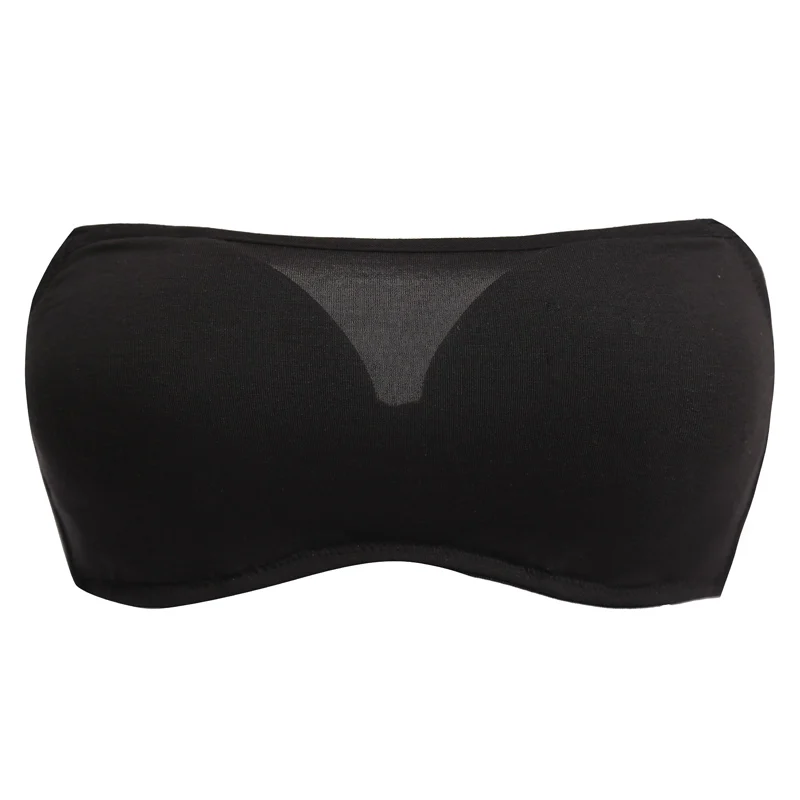 Fashion Summer Women Sexy Wrapped Chest Solid Color Prevent Exposed Straple Girls Traceless Underwear 7416 - Цвет: Черный