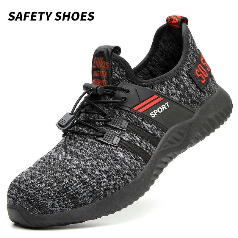 Fashionable steel toe non-slip breathable protective work shoes for men Puncture-proof safety shoes Light work boots
