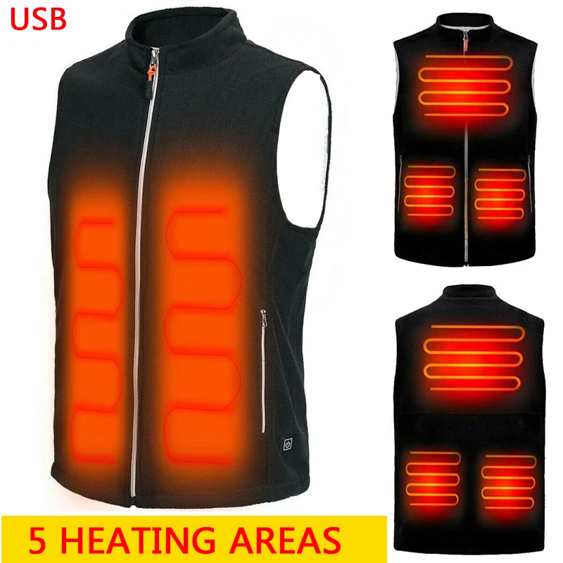 Men Jacket heated Winter womens Warm vest Electric Thermal Waistcoat Fish Hiking Outdoor camping Infrared USB Heated vest Jacket