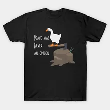 Футболка с надписью Peace Was Never a Option, футболка с изображением гуся, забавная игровая футболка с изображением гуся, утки, животного, юмором