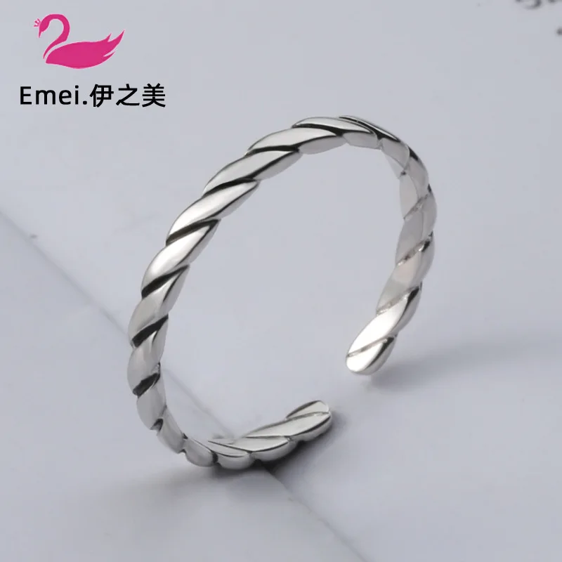 

Korean-style New Style Cool Hemp Rope-like Weaving Brushed Women's Ring Retro Retro Adjustable Thai Silver Ring Women's Ornament