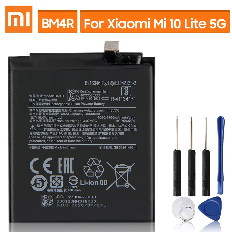 

Original Replacement Battery For Xiaomi Mi 10 Lite 5G Mi10 Lite Genuine Phone Battery 4160mAh