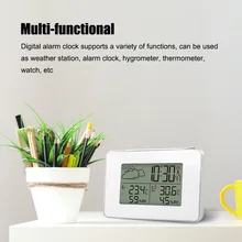 

Digital Alarm Clock Weather Station Wireless Sensor Desktop Hygrometer Thermometer with LCD Time Display