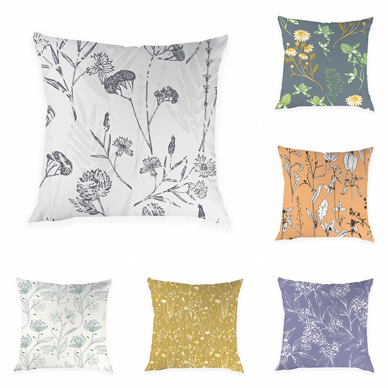 Showy And Colorful Polyester Cushion Coverpillow Covers 45*45 Plant Flower Pattern Throw Pillow Car Home Decoration Decorative | Дом и сад