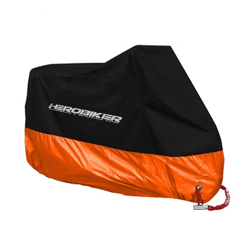 Black orange Мотоциклетный чехол всесезонный водонепроницаемый пылезащитный, УФ защитный открытый закрытый замок-отверстия дизайн мотоцикл Дождевик M-4XL - Цвет: Black orange