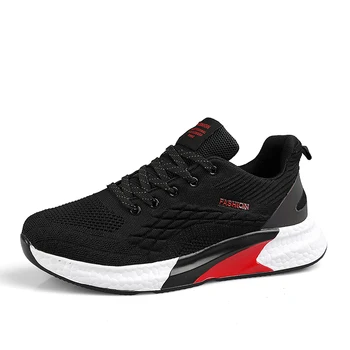 

Spring and Autumn Trend Flying Woven Men's Lace-up Sneakers Comfortable Casual Shoes Non-slip Wear-resistant Walking Shoes