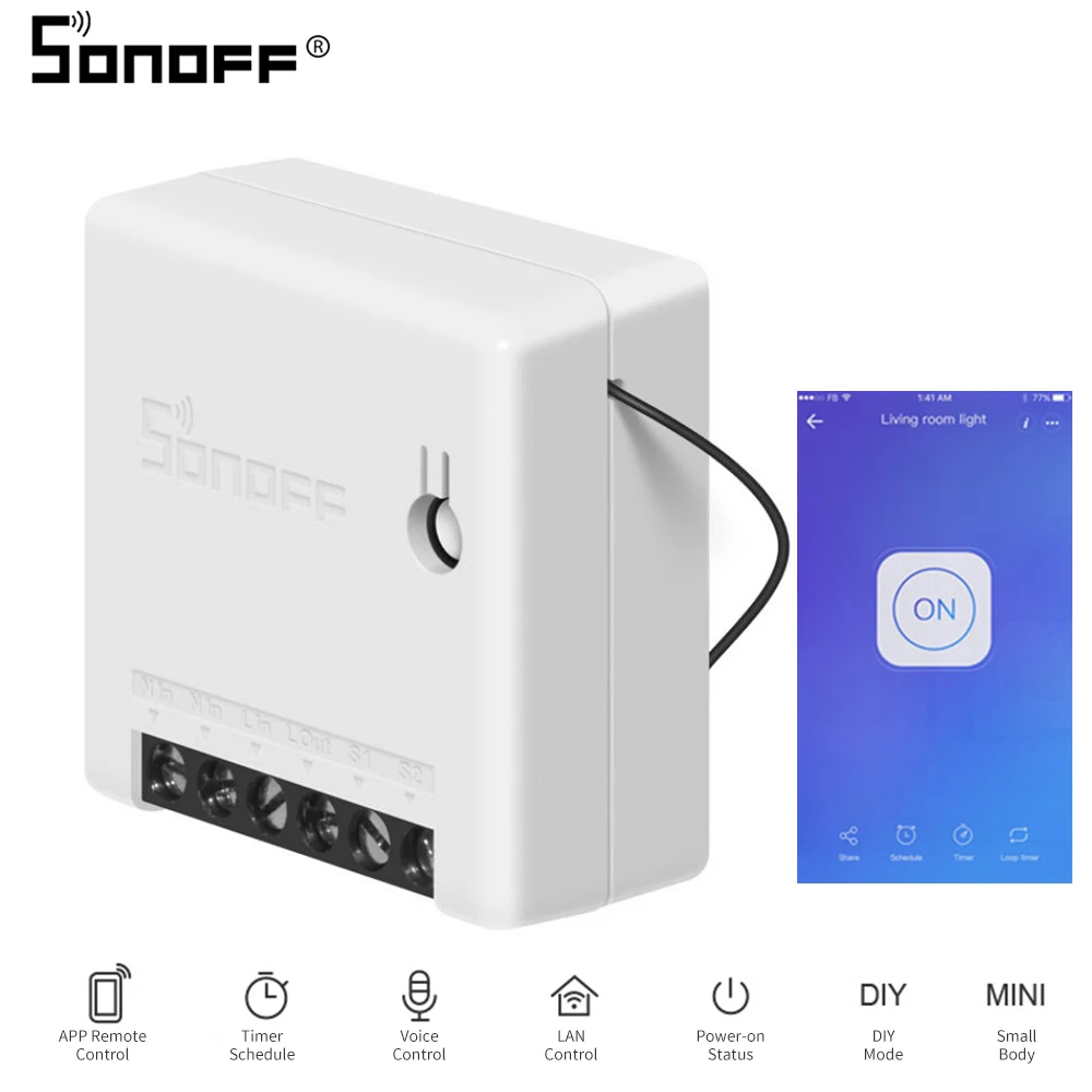 

Sonoff MINI DIY APP Smart Remote Control Timer Schedule Voice Power-on Status DIY Mode Two Way Wifi Smart Switch Smart Home