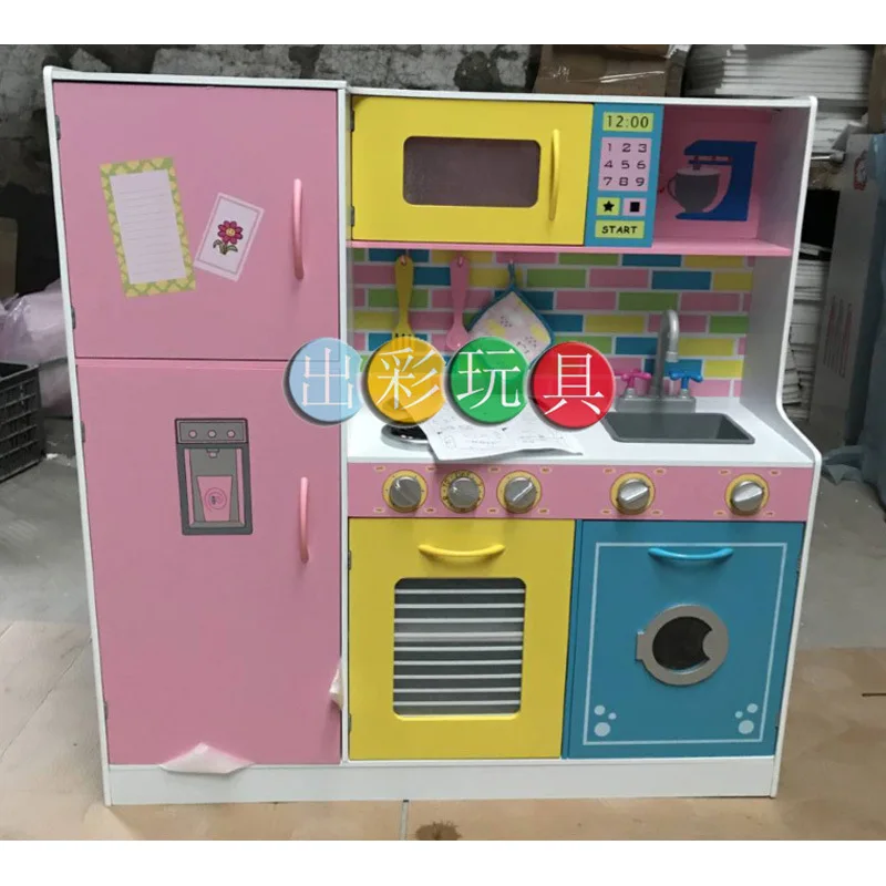 

Ultra Large Wood Play House Cooking Character Play Model Kitchen Cabinet Toy Kindergarten Model Kitchen