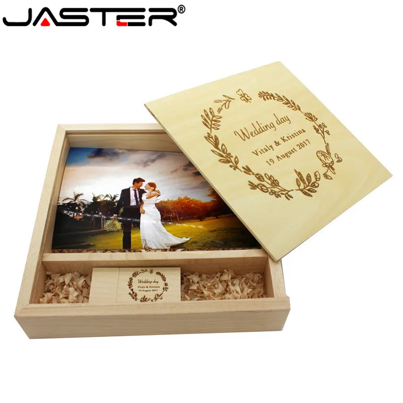 JASTER клен фотоальбом дерево usb + коробка карта памяти Флешка 16 Гб фотография