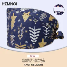 

Unisex Scrubs Caps Adjustable Cotton Tooth Printing Hats High Quality Adjustable Sweat-absorbent Elastic Cotton Scrubs Hats