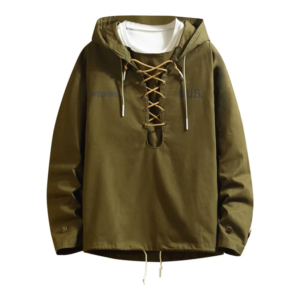 Men's Casual Fashion Frenulum Patchwork Pullover Hoodie Loose Outwear Tops