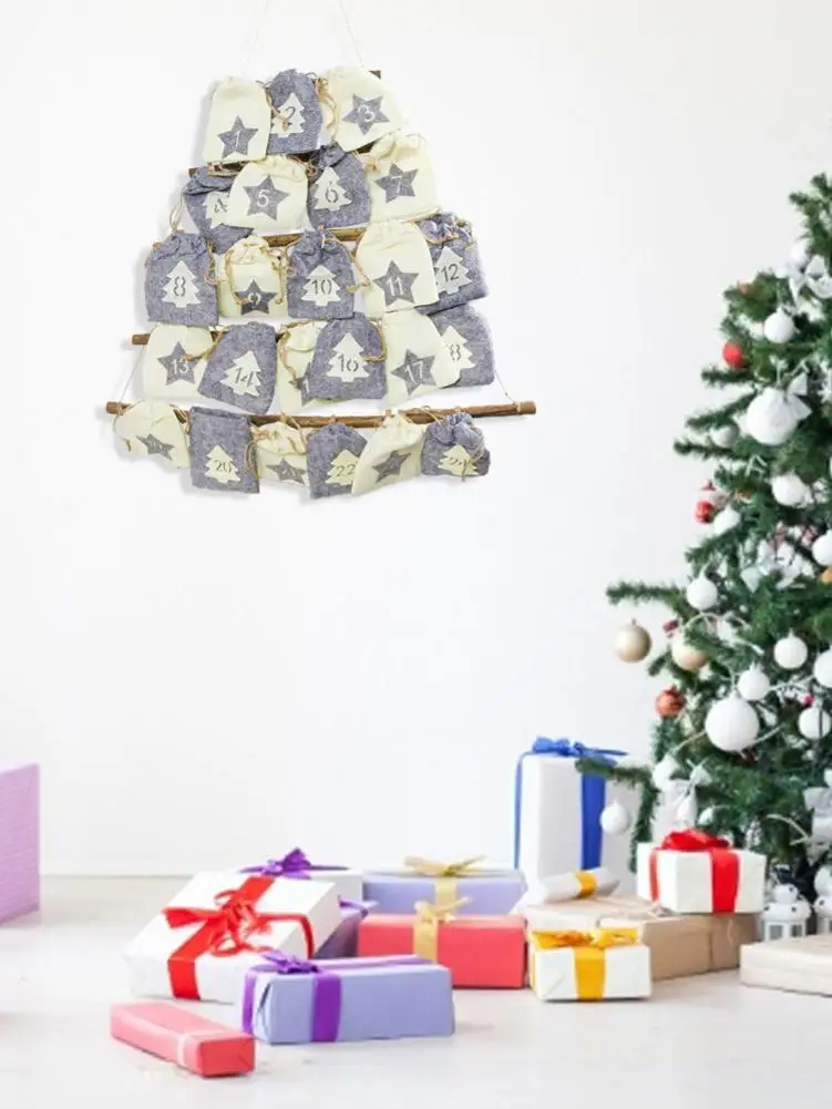 2020 Рождество обратный отсчет календарь висячая сумка календарь из ткани сумка для хранения Рождественское украшение