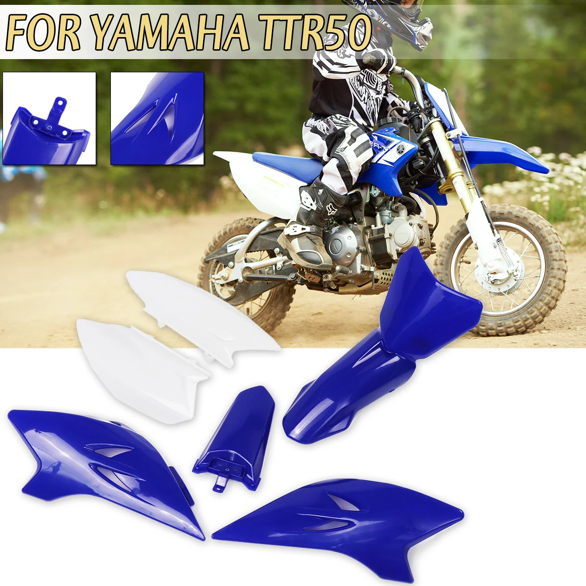

6pcs/set For Yamaha TTR 50 TTR50 2006-2018 Blue White ABS For Fender Fairing Cover Shell Dirt Bike Kit