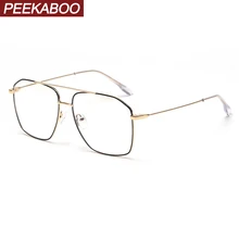 Peekaboo большие очки из Золотого Металла, синий светильник, защита для женщин, ретро очки с прозрачными линзами для близорукости, очки для мужчин, квадратные, высокое качество, uv400