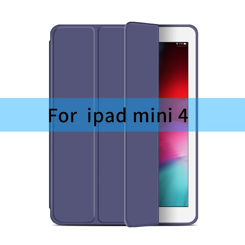 Чехол для iPad Mini 4 3 2 1 чехол из искусственной кожи Силиконовый мягкий чехол для iPad Mini 2 5 чехол Funda - Цвет: mini4-Dark blue