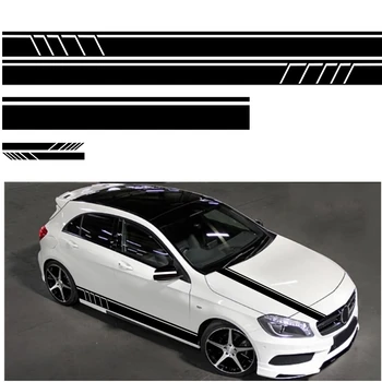 

5pcs Racing Car Striped Hood Body Sticker Car Body Racing Side Door Long Stripe Stickers Auto Vinyl Decal Car Accessories