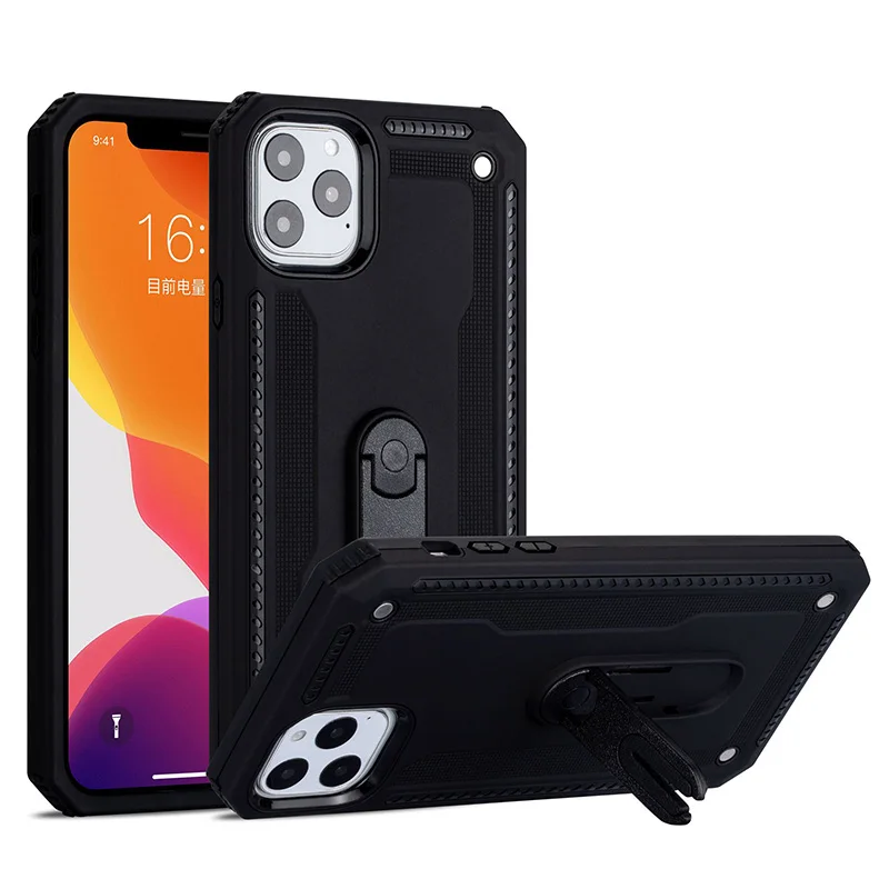 Ударопрочный чехол для телефона для iphone 11 Pro Max, чехол для iphone Xs Max Xr X 8 7 6s 6 Plus, автомобильный держатель, чехол - Цвет: Black