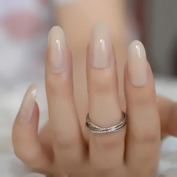

Classical Beige Color Fake Nails Long Oval Natural Gel Cover High Quality Faux Ongles Extend Your Nail with Glue Sticker