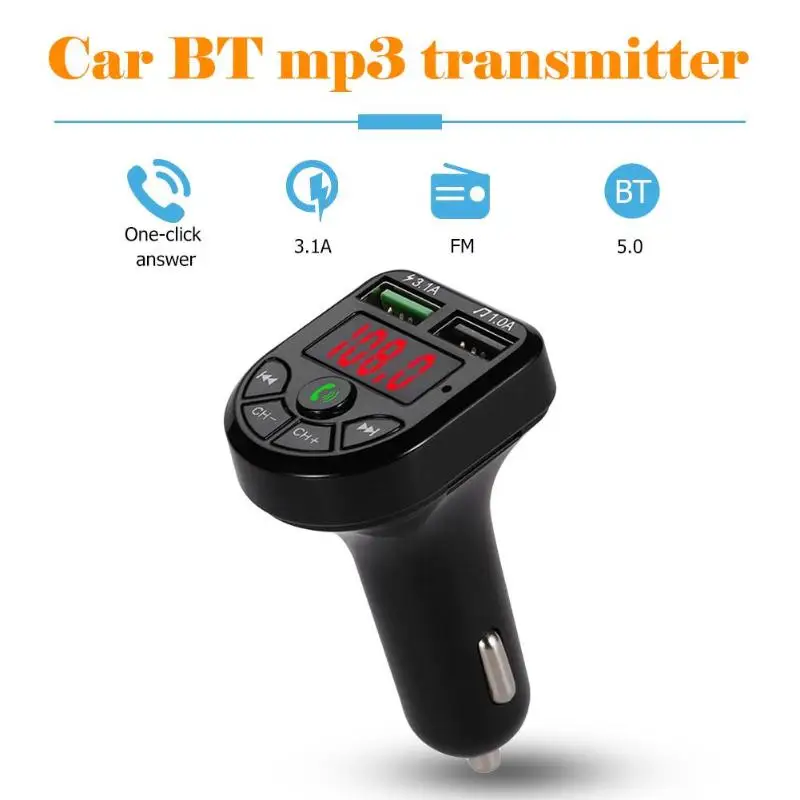 Автомобильный fm-передатчик, беспроводной Bluetooth 5,0, гарнитура, автомобильный комплект, автомобильный аудио Aux модулятор, lcd MP3 плеер, 3.1A+ 1.0A, двойное USB зарядное устройство