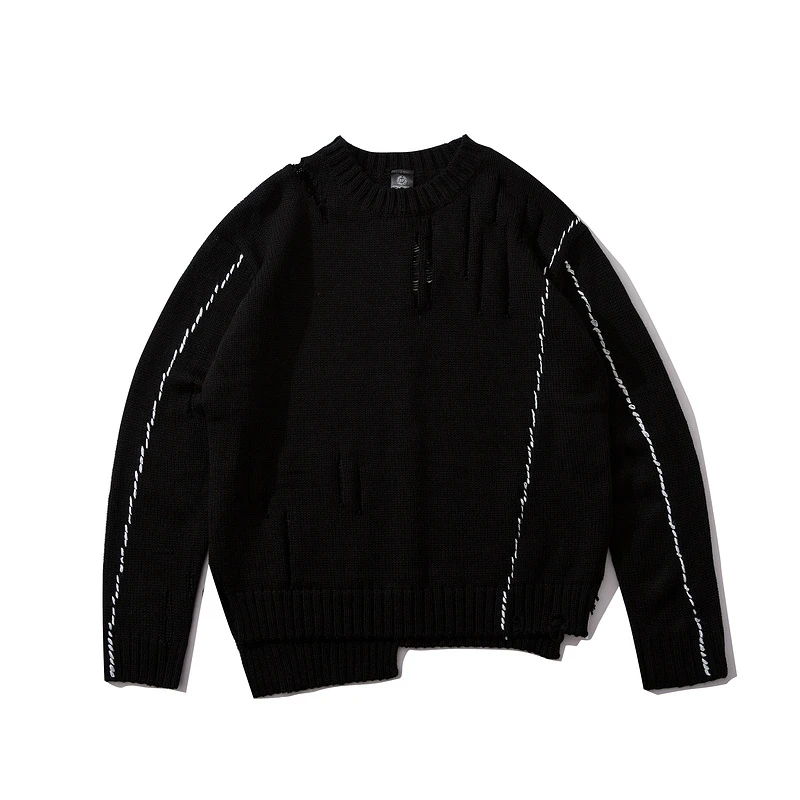 Однотонный свитер в стиле «хип-хоп» Осень Для мужчин - Color: Black