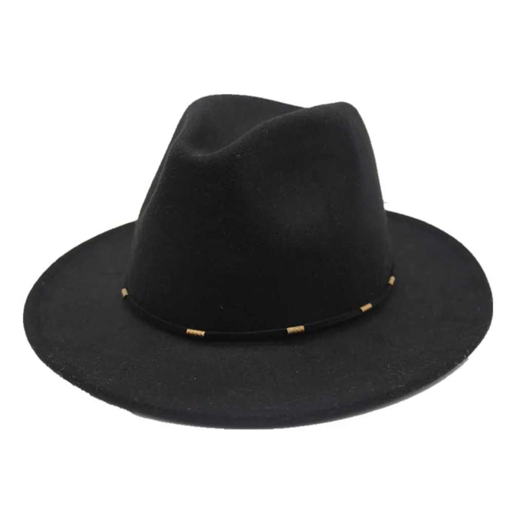 Black Аутентичная Высококачественная Мужская и Женская шерстяная шляпа Fedora для путешествий на открытом воздухе повседневная дикая шляпа ретро мягкая фетровая шляпа размер 56-58 см - Цвет: Black