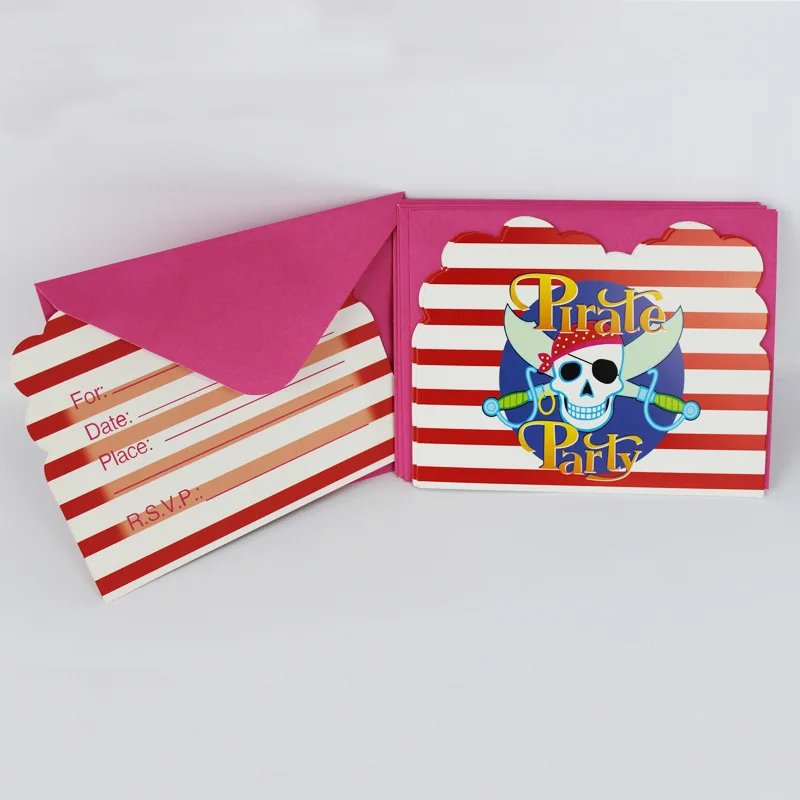 6 шт./лот Пиратская тема бумажные Пригласительные открытки вечерние украшения на