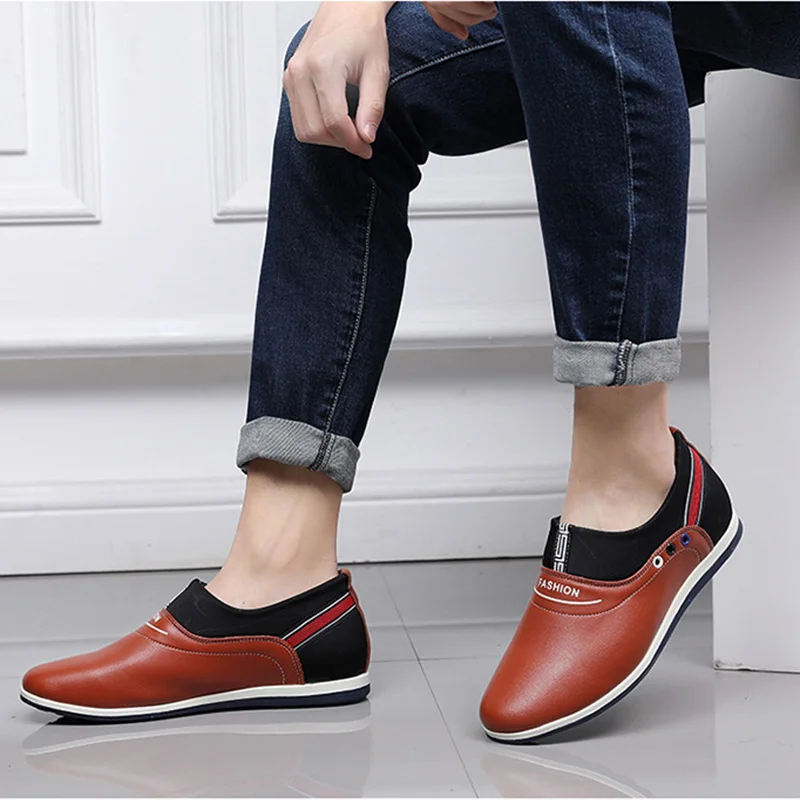 Новая мужская обувь большого размера; кожаная обувь в Корейском стиле, увеличивающая рост; Молодежная трендовая обувь; белые туфли для студентов - Цвет: brown
