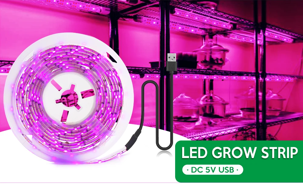 0.5M/1M/2M 5V LED Grow Light Full Spectrum USB LED Lights Strip Light Water Z4S0