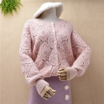 

Sweet women mohair angora wool double-layer crocheted coat clothes custom design fashion ladies tops cardigan jacket spring