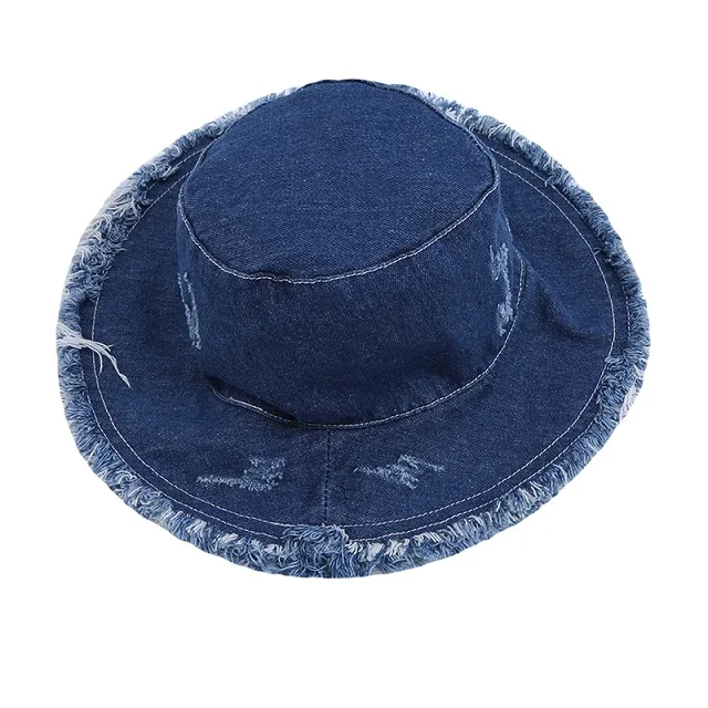 Dark Blue Женская модная Гибкая шляпа с кисточками, летняя джинсовая одноцветная шляпа от солнца, женская пляжная шляпа с широкими полями, женская складная шляпа для рыбалки - Цвет: Dark Blue