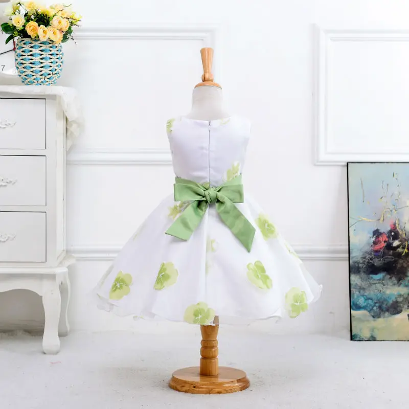 2019 детское свадебное платье из органзы с бантом для девочек в европейском и американском стиле детское платье без рукавов с милым принтом