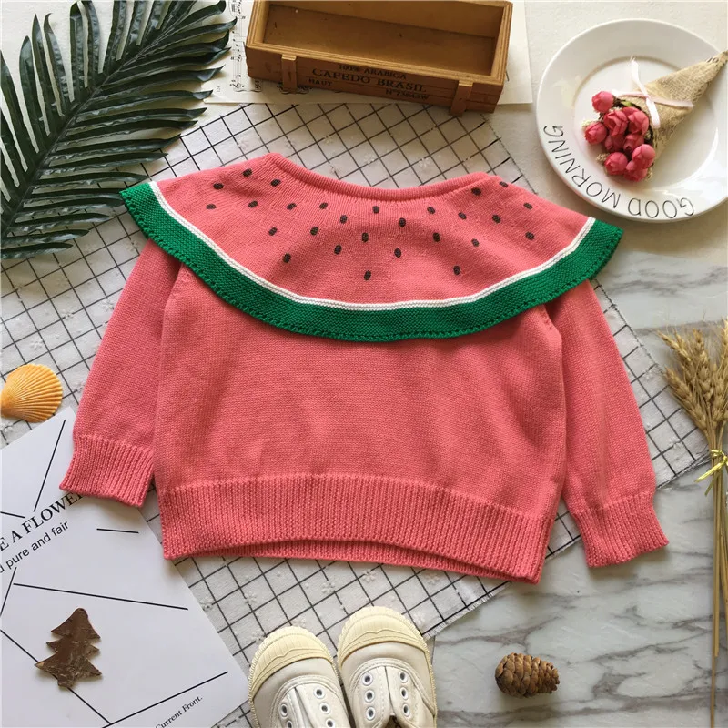 

Tonytaobaby Autumn Clothing New Style Girls Baby Watermelon Pullover Knitting Long Sleeve Sweater Kids Sweaters