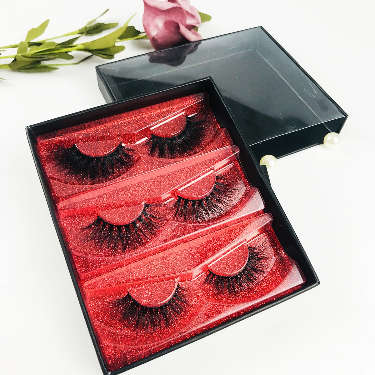 Wholesale 3 Pair Eyelashes Packaging Boxes Customize Logo Fake 3d Mink Lashes Package Empty Rectangle Fluffy Mink Lashes case 3