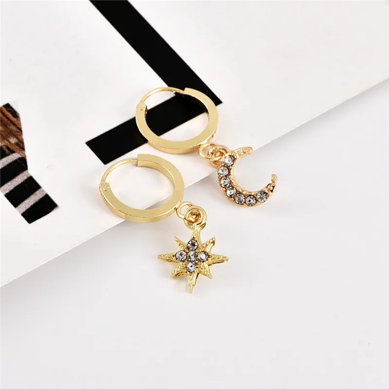 1 пара, модные женские серьги-кольца со стразами и цирконием, шикарный золотой цвет, кулон, маленькие круглые серьги, ювелирные изделия E272