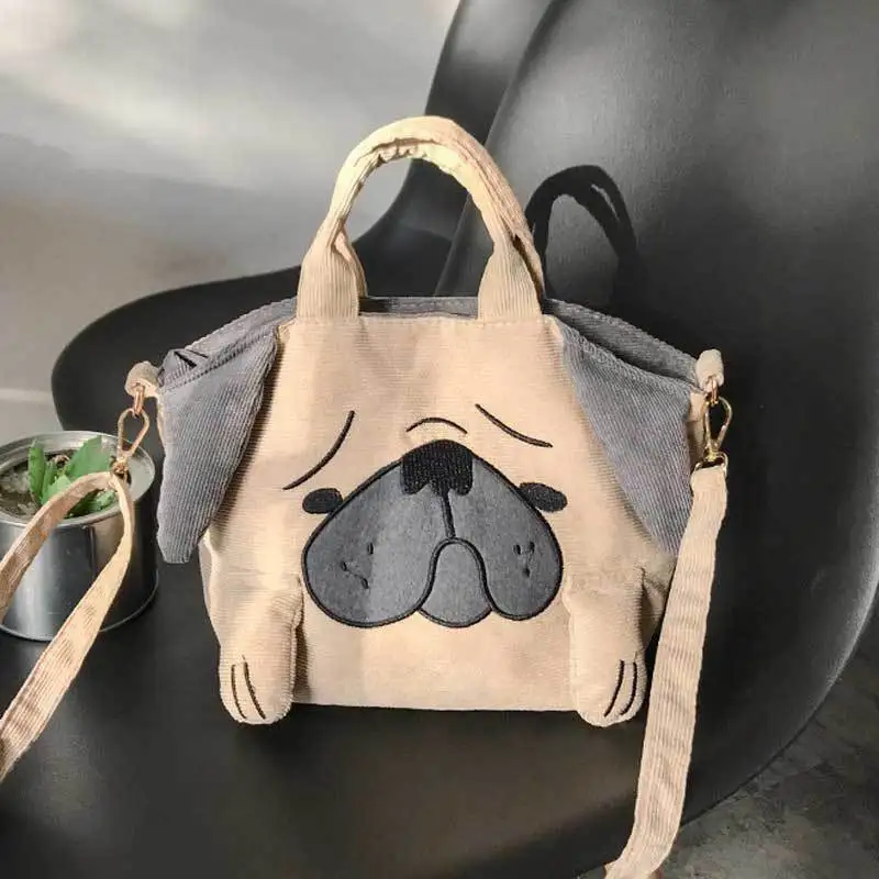 

2019 Spring Summer New Style South Korea Korean-style Puppy Corduroy KID'S Handbag Shoulder Oblique Students WOMEN'S Bag Bag Wom