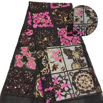 

Latest Pink Gold Sequins African Laces Fabric Embroidered African French Lace Fabric Cheap African French Net tulle Lace Fabric