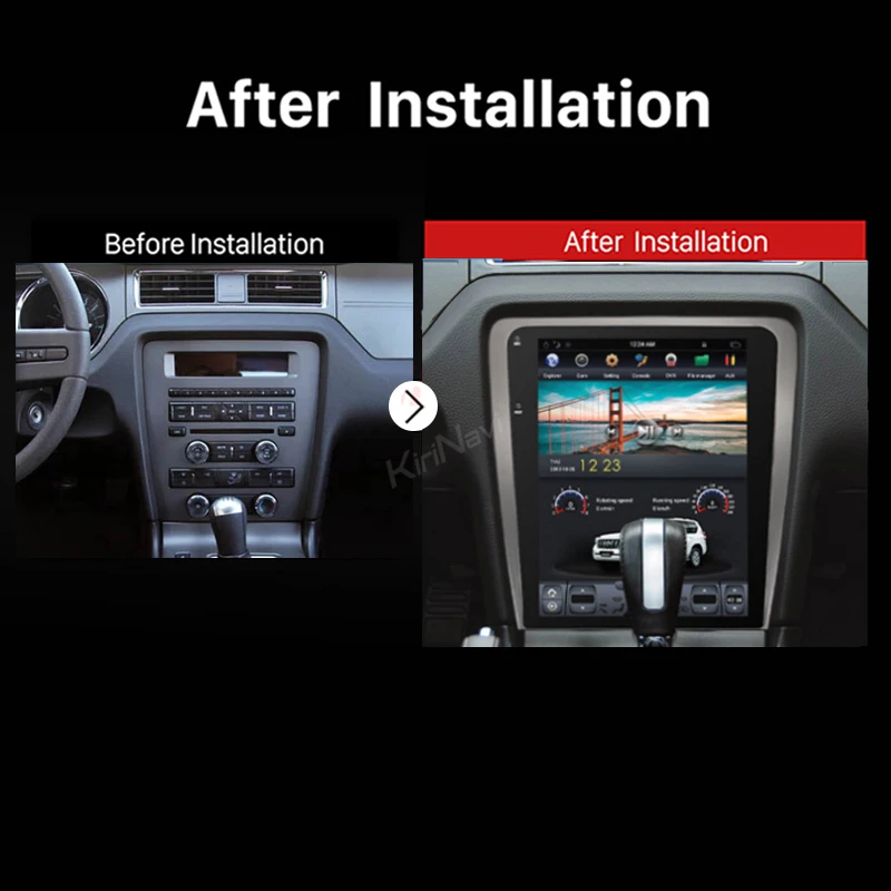 Clearance KiriNavi Vertical Screen Tesla Style 12.1‘’ Android 9.0 Car Multimedia Dvd Navigation For Ford Mustang Car Radio GPS 2010-2014 5
