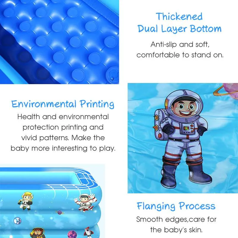 120/130cm Inflatable Swimming Pool Square Kids Children's Home Use Paddling Pool Portable Foldable Children Baby Bathing Tub